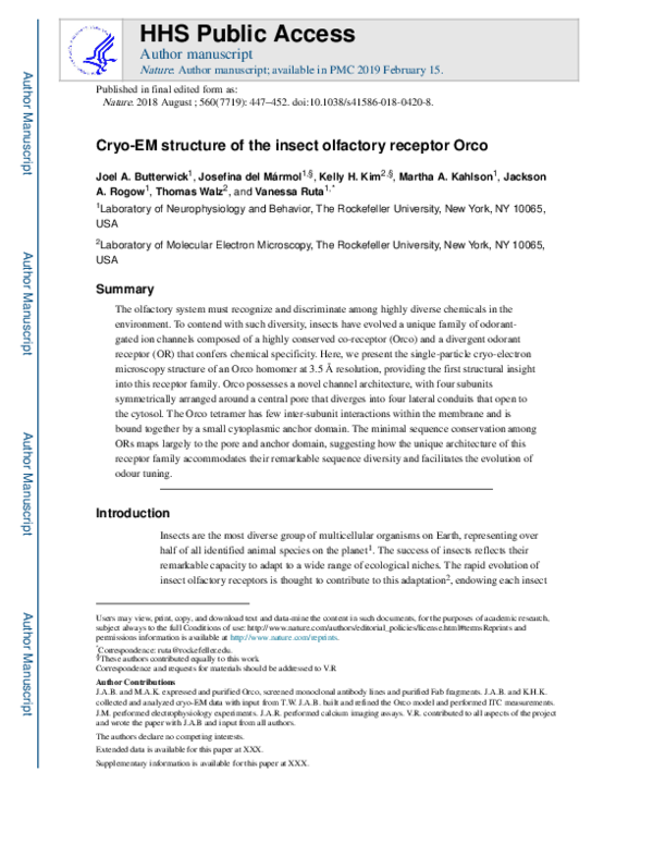 (PDF) Faculty of 1000 evaluation for Cryo-EM structure of the insect ...