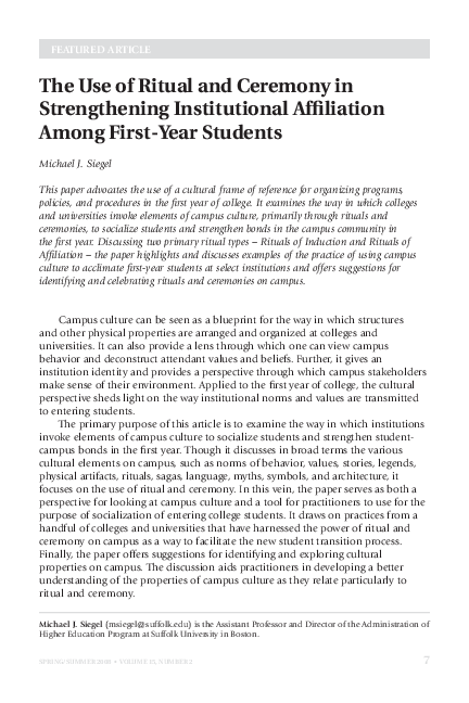 (PDF) The Use of Ritual and Ceremony in Strengthening Institutional ...