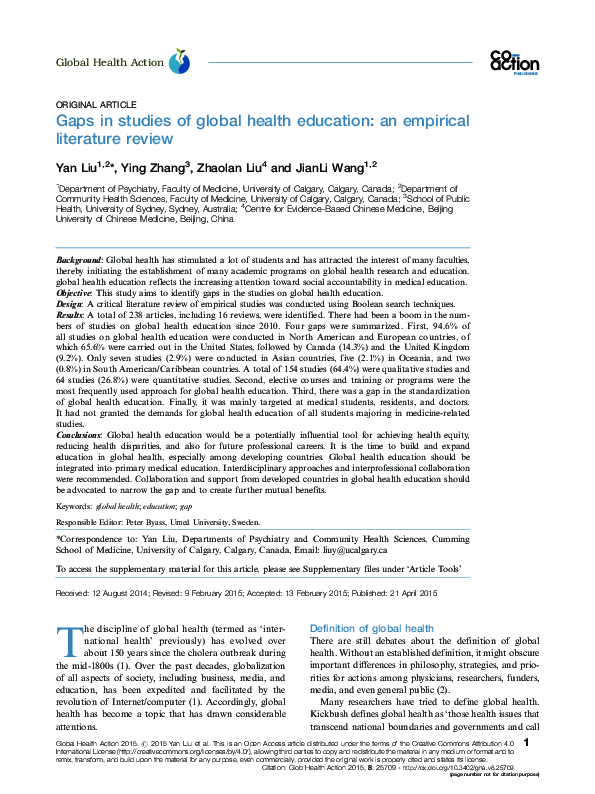 (PDF) Gaps in studies of global health education: an empirical ...