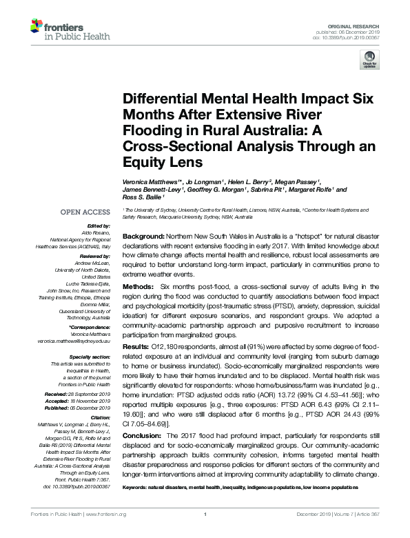 (PDF) Differential Mental Health Impact Six Months After Extensive ...