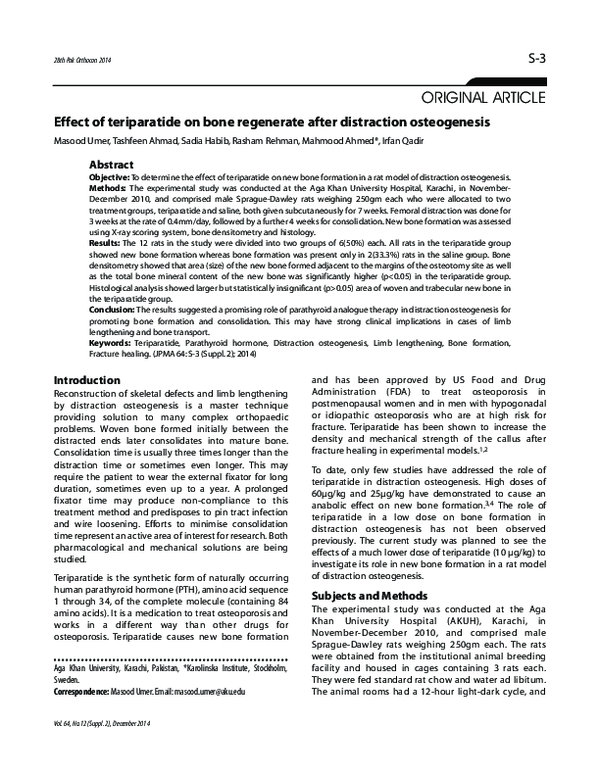 (PDF) Effect of teriparatide on bone regenerate after distraction ...