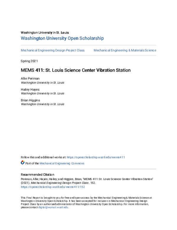 (PDF) MEMS 411: St. Louis Science Center Vibration Station
