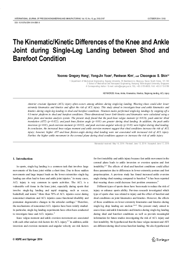 (PDF) The kinematic/kinetic differences of the knee and ankle joint ...