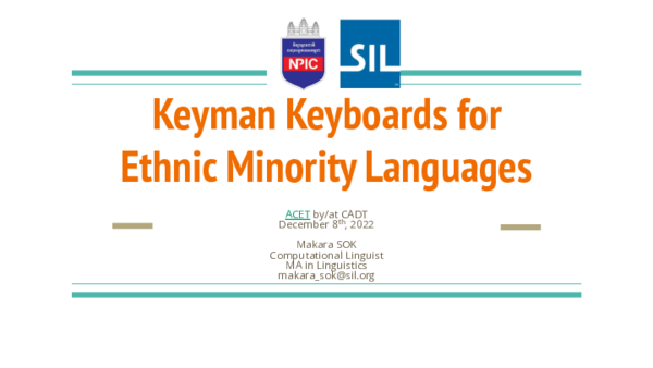 (PDF) Keyman Keyboards for Ethnic Minority Languages