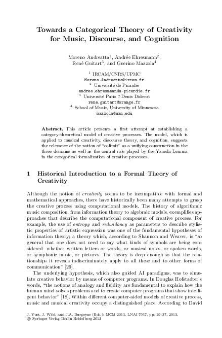 (PDF) Towards a Categorical Theory of Creativity for Music, Discourse ...