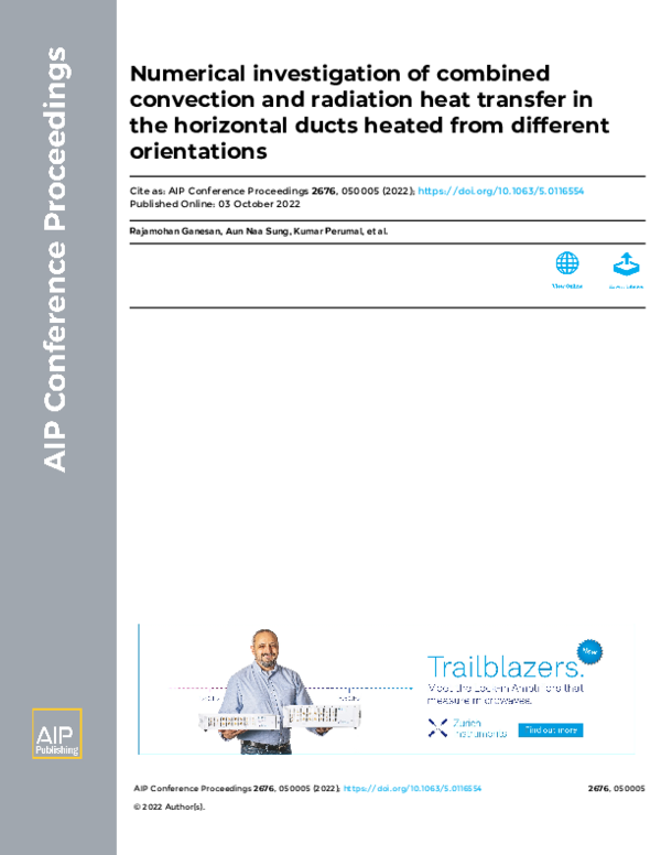 (PDF) Numerical investigation of combined convection and radiation heat ...