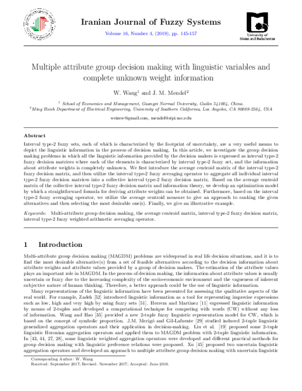 (PDF) (1709-3928) Multiple Attribute Group Decision Making with ...