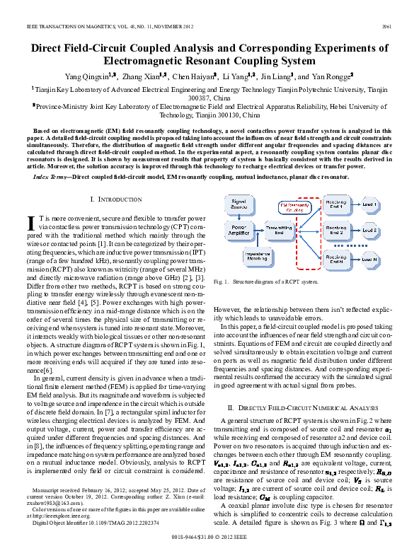 (PDF) Direct Field-Circuit Coupled Analysis and Corresponding ...