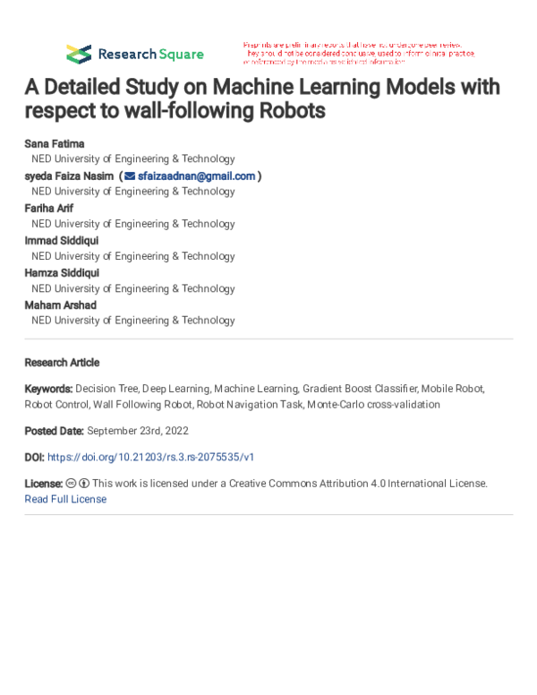 (PDF) A Detailed Study on Machine Learning Models with respect to wall ...