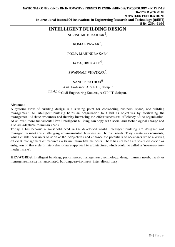 (PDF) Intelligent Building Design