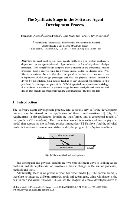 (PDF) The Synthesis Stage in the Software Agent Development Process