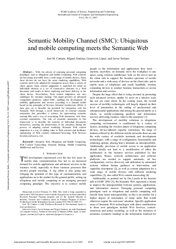 (PDF) Semantic Mobility Channel (Smc): Ubiquitous And Mobile Computing ...