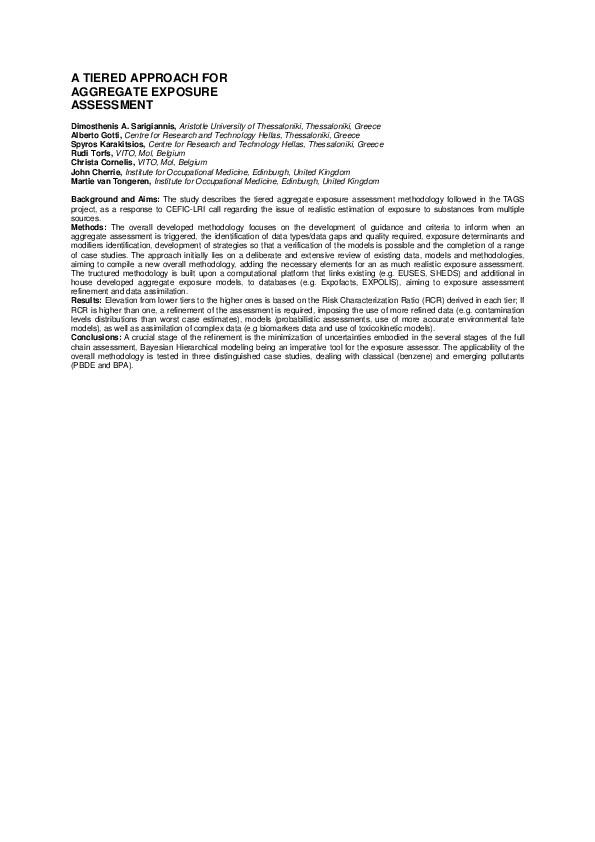 (PDF) A Tiered Approach for Aggregate Exposure Assessment