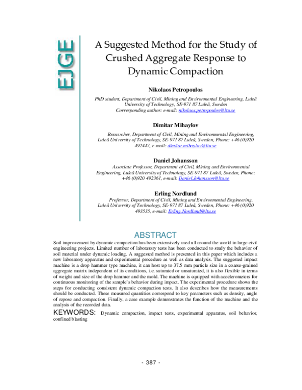 (PDF) A Suggested Method for the Study of Crushed Aggregate Response to ...