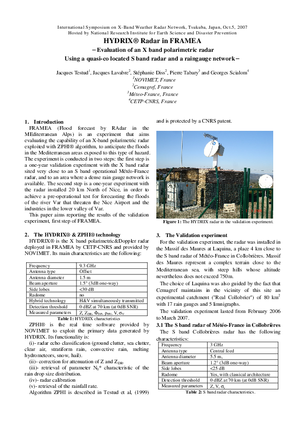 (PDF) Evaluation of an X band polarimetric radar Using a quasi-co ...