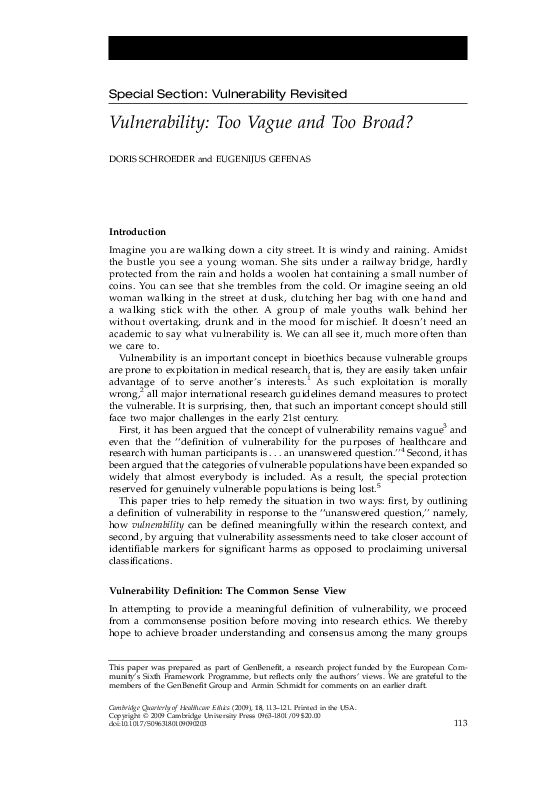 (PDF) Vulnerability: Too Vague and Too Broad?
