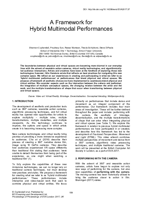 (PDF) A Framework for Hybrid Multimodal Performances
