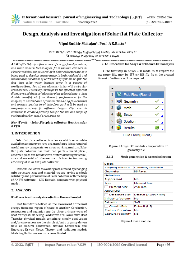 (PDF) Design, Analysis and Investigation of Solar flat Plate Collector