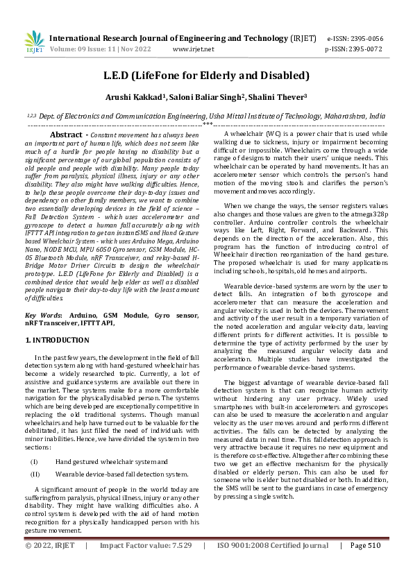 (PDF) L.E.D (LifeFone for Elderly and Disabled