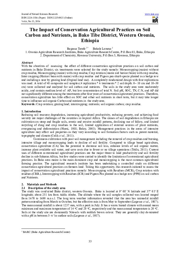(PDF) The Impact of Conservation Agricultural Practices on Soil Carbon ...