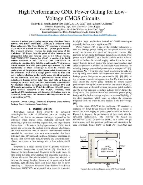 (PDF) High Performance GNR Power Gating for Low-Voltage CMOS Circuits