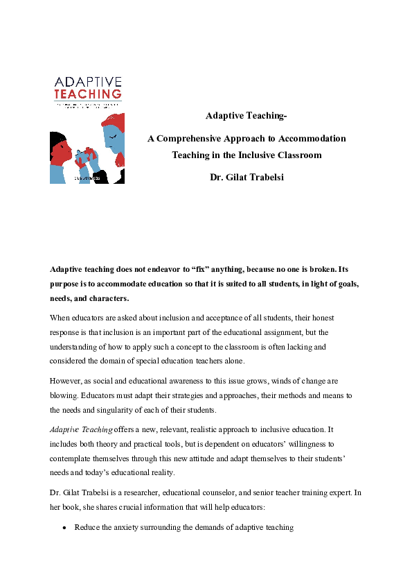 (DOC) Adaptive Teaching-A Comprehensive Approach to Accommodation ...