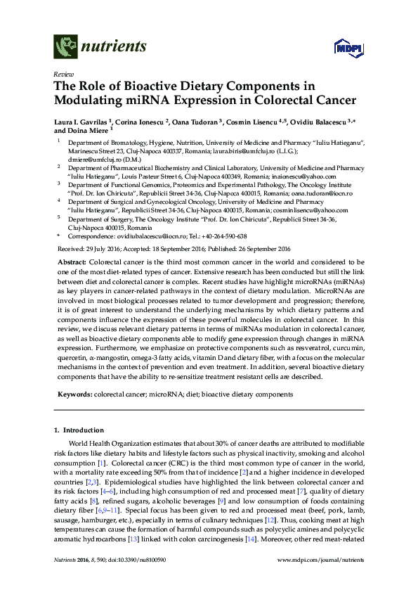 (PDF) The Role of Bioactive Dietary Components in Modulating miRNA ...