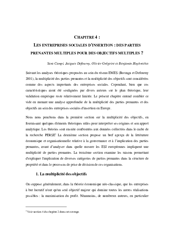 (PDF) Les entreprises sociales d'insertion: des parties prenantes ...