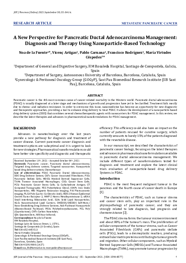 (PDF) A New Perspective for Pancreatic Ductal Adenocarcinoma Management ...
