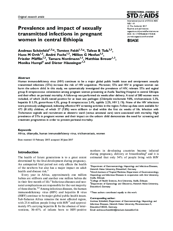 (PDF) Prevalence and impact of sexually transmitted infections in ...