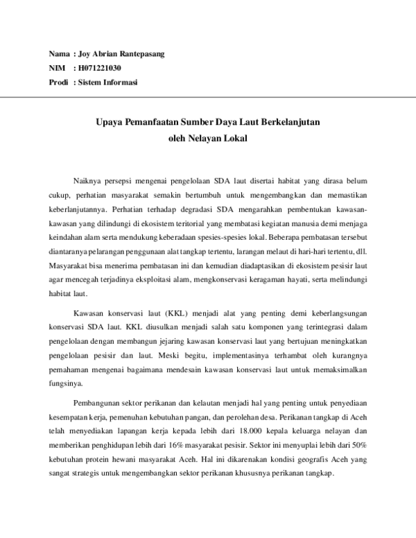 Blue Economy prinsip dasar pemanfaatan sumber daya laut