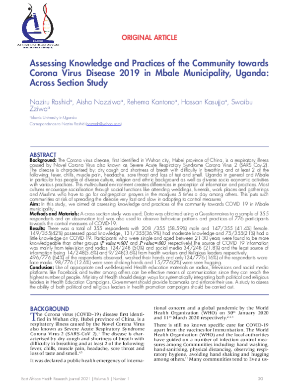 (PDF) Assessing Knowledge and Practices of the Community towards Corona ...