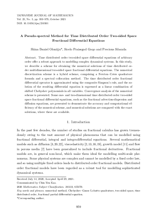(PDF) A Pseudo-spectral Method for Time Distributed Order Two-sided ...