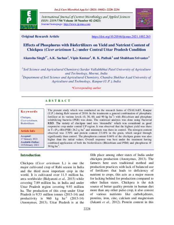 (PDF) Effects of Phosphorus with Biofertilizers on Yield and Nutrient ...