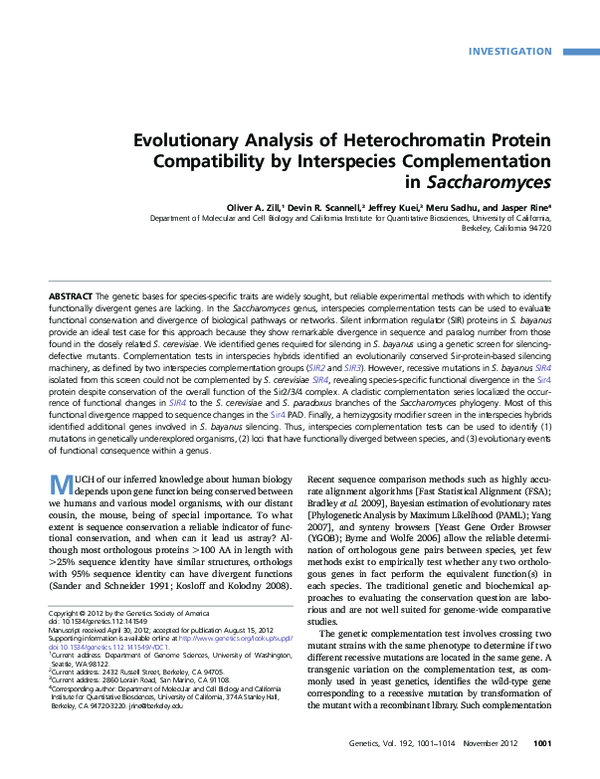 (PDF) Evolutionary Analysis of Heterochromatin Protein Compatibility by ...