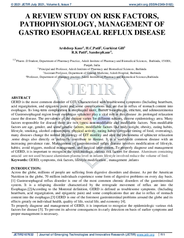 (PDF) A Review Study on Risk Factors, Pathophysiology, Management of ...