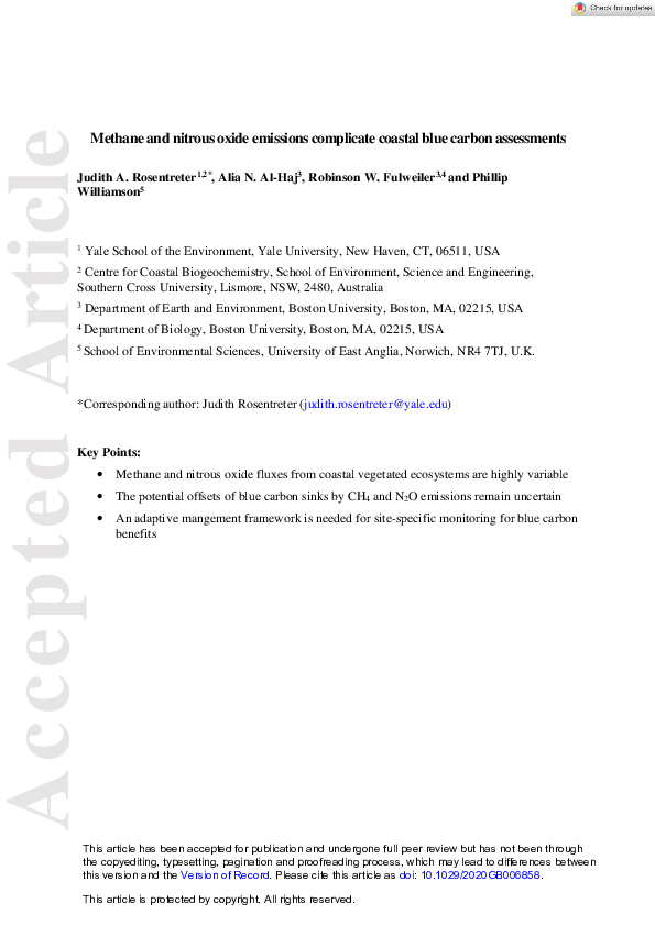 (PDF) Methane and Nitrous Oxide Emissions Complicate Coastal Blue ...