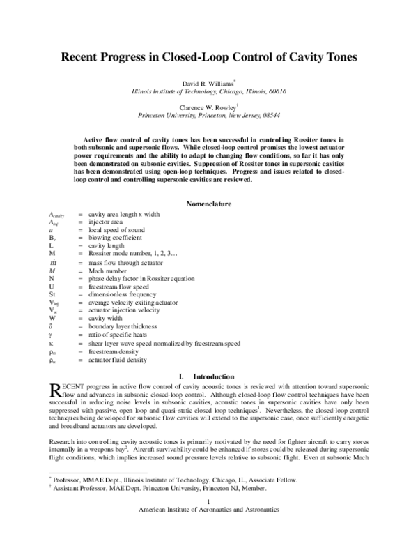 (PDF) Preparation of Papers for AIAA Technical Conferences