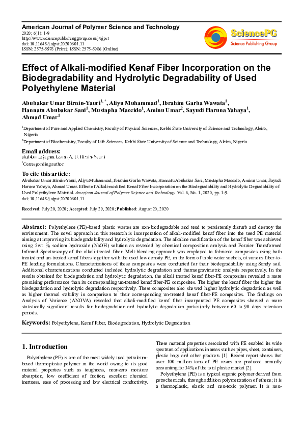 (PDF) Effect of Alkali-modified Kenaf Fiber Incorporation on the ...