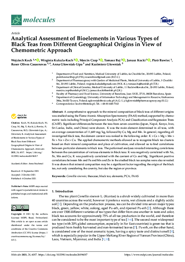 (PDF) Analytical Assessment of Bioelements in Various Types of Black ...