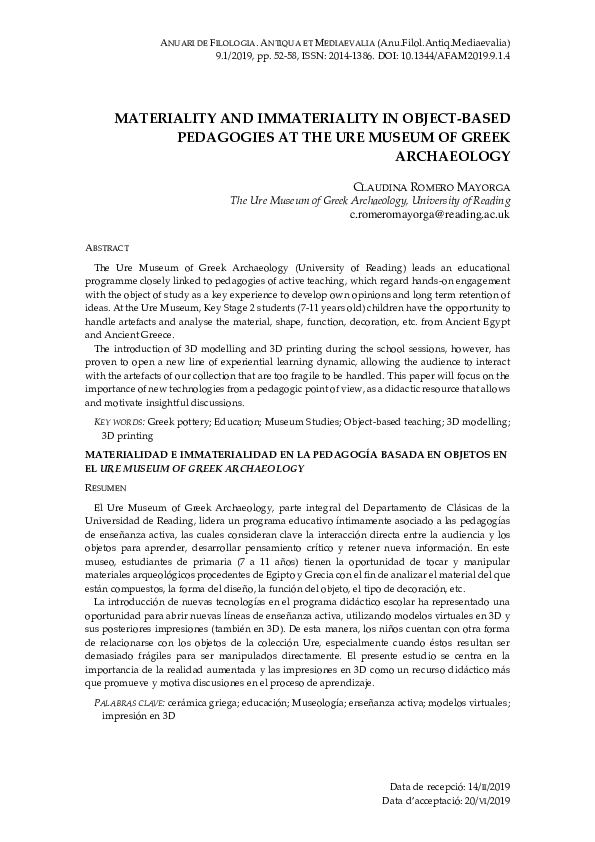 (PDF) Materiality and Immateriality in based-object pedagogies in the ...