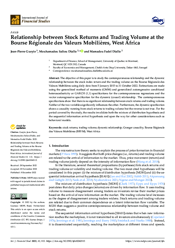(PDF) Relationship between Stock Returns and Trading Volume at the ...