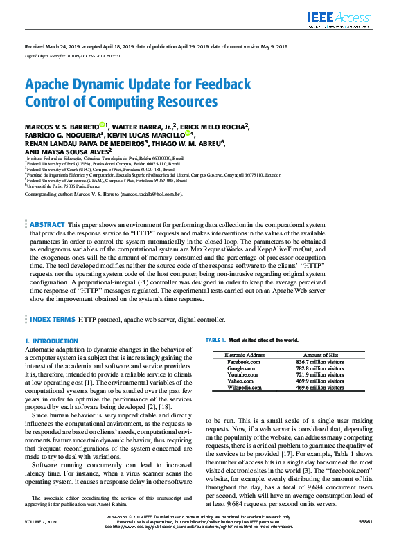 (PDF) Apache Dynamic Update for Feedback Control of Computing Resources