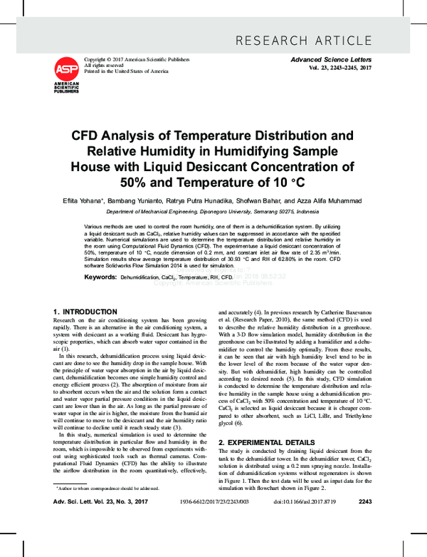 (PDF) CFD Analysis of Temperature Distribution and Relative Humidity in ...