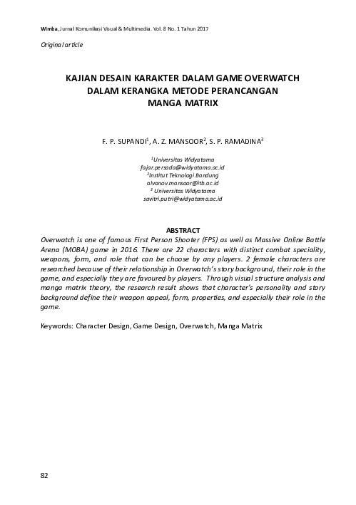 (PDF) KAJIAN DESAIN KARAKTER DALAM GAME OVERWATCH DALAM KERANGKA METODE ...