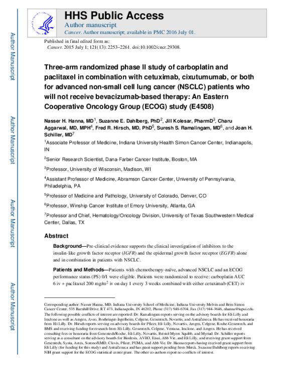 (PDF) Three-arm, randomized, phase 2 study of carboplatin and ...