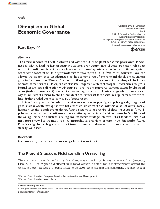 (PDF) Disruption in Global Economic Governance