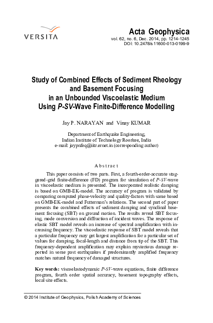(PDF) Study of combined effects of sediment rheology and basement ...