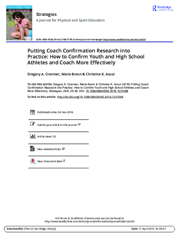 (PDF) Putting Coach Confirmation Research into Practice: How to Confirm ...