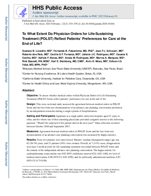  pdf to what extent do physician orders for life sustaining treatment